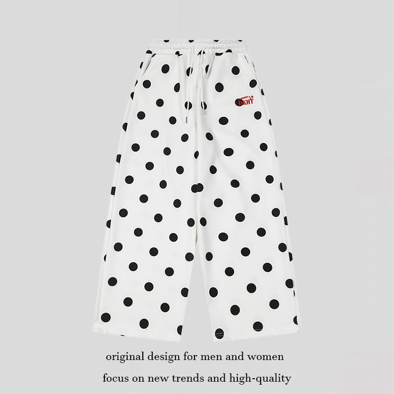 Damen Weite Culotte-Sweathose mit elastischem Komfortbund und Polka-Dot-Print Echoarchiv