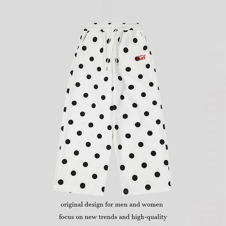 Damen Weite Culotte-Sweathose mit elastischem Komfortbund und Polka-Dot-Print Echoarchiv