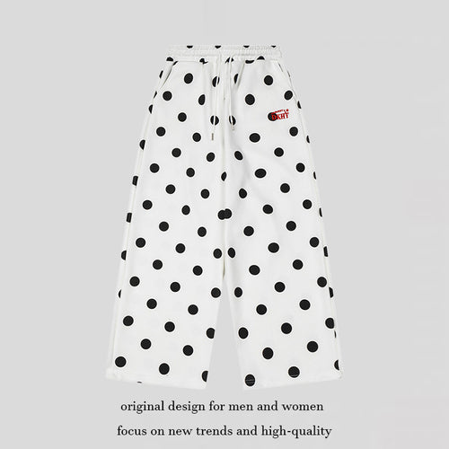 Damen Weite Culotte-Sweathose mit elastischem Komfortbund und Polka-Dot-Print Echoarchiv
