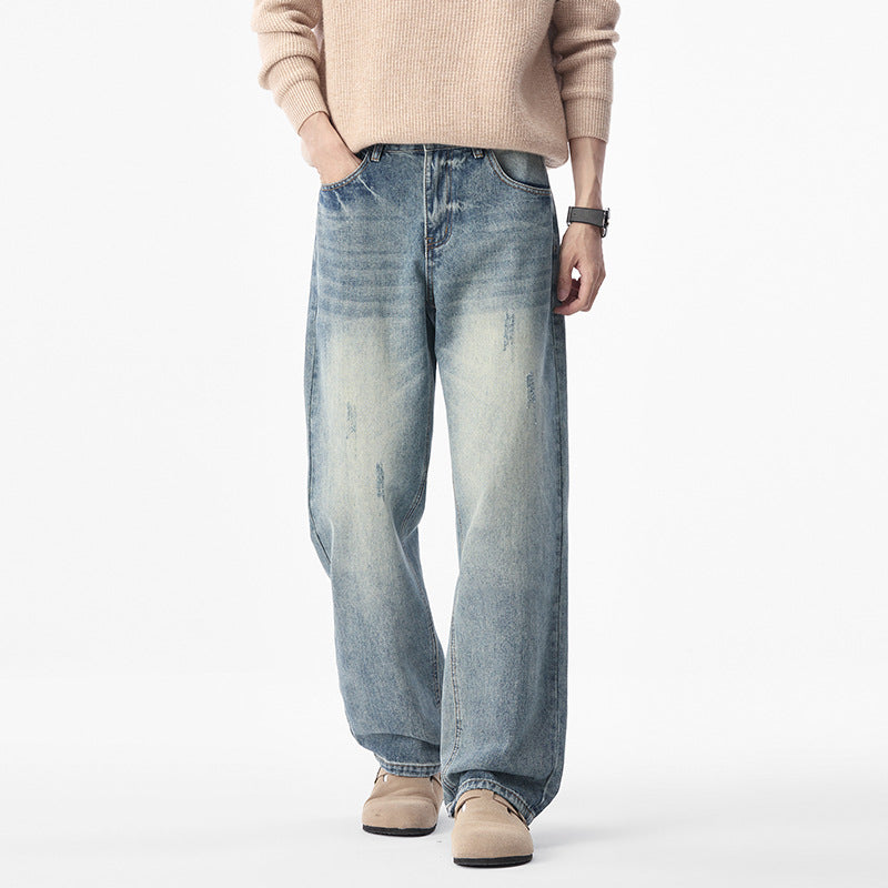 Herren Relaxed-Denimhose mit extra weitem Bein, Steinwasch-Effekt und dezenten Used-Details Echo Archiv