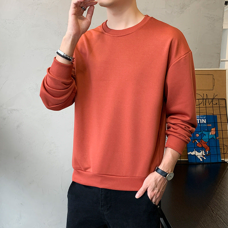 Herren Minimalistisches Rundhalsausschnitt-Sweatshirt aus Baumwollmix mit gerippten Bündchen Echoarchiv
