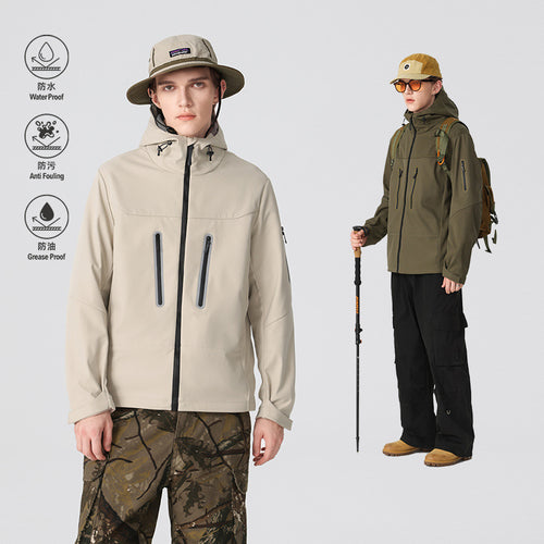 Herren Multifunktions-Softshelljacke mit ergonomischem Wetterschutz, verstellbarer Kapuze und senkrechten Reißverschlusstaschen Echo Archiv