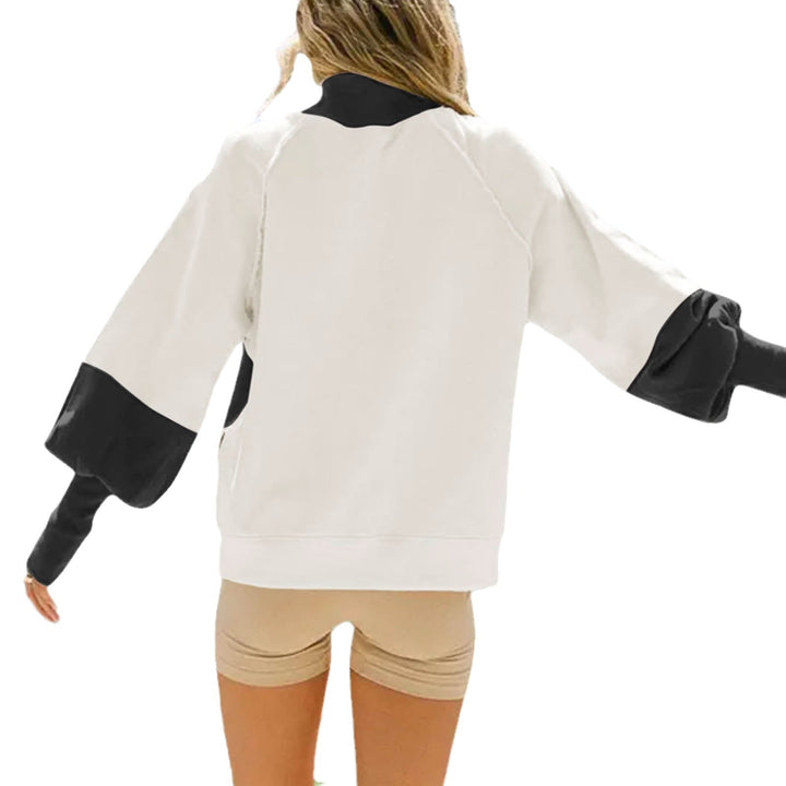 Damen oversized Raglan-Sweatshirt mit Stehkragen und funkelndem Weihnachts-Strassprint – Avérine