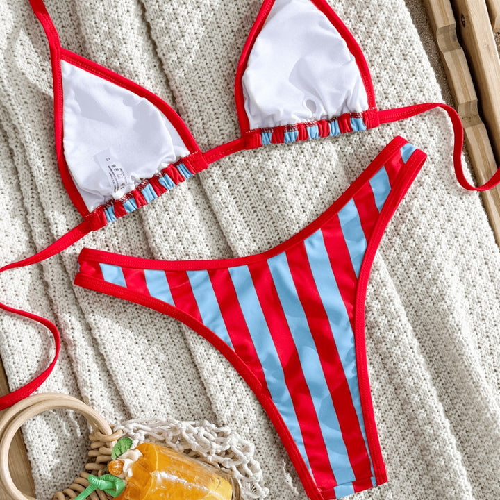 Damen Triangel-Bikini mit modischem Streifenmuster Echo Archiv