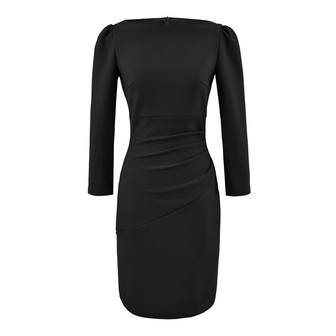 Damen Figurbetontes Midikleid mit geraffter Wickeloptik und langen Ärmeln Echoarchiv