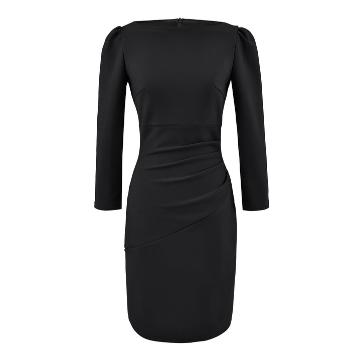 Damen Figurbetontes Midikleid mit geraffter Wickeloptik und langen Ärmeln Echoarchiv