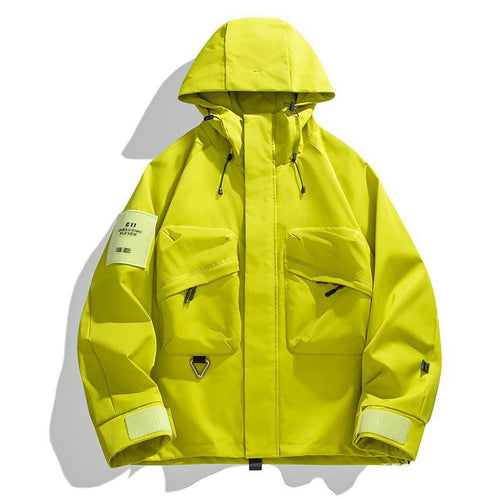Herren Wasserabweisende technische Utility-Jacke mit Kapuze, Multifunktions‑Taschen & verstellbaren Klettmanschetten Echoarchiv