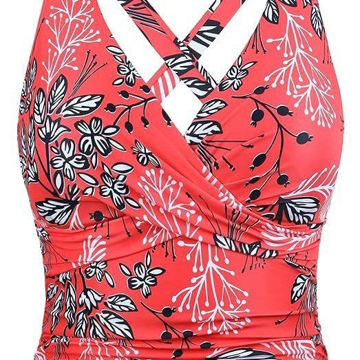 Damen Sportliches Tankini-Oberteil mit floralem Schnitt Echo Archiv