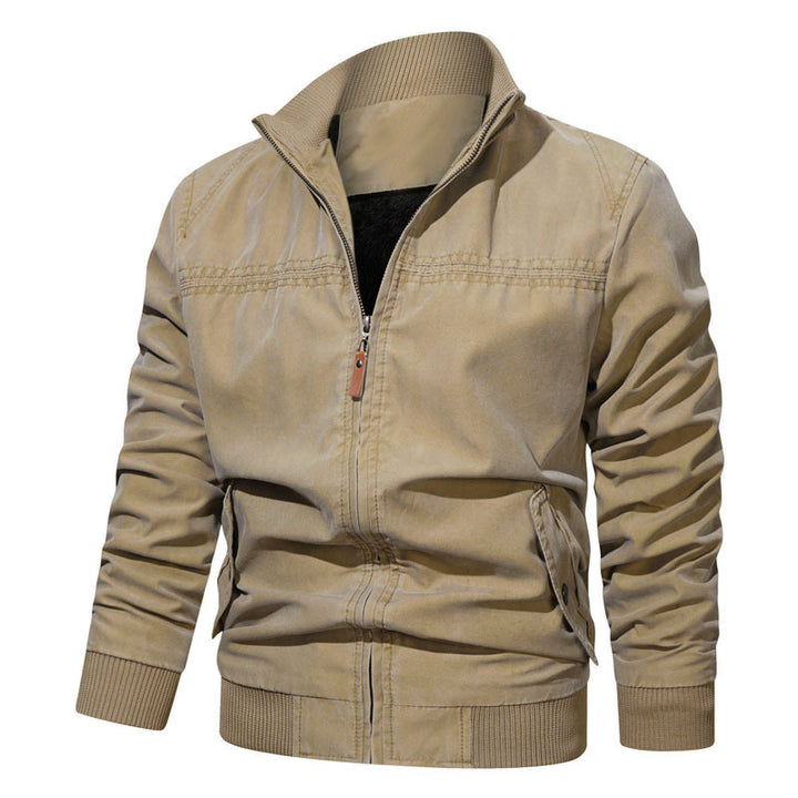 Herren Baumwoll-Canvas Zip‑Blouson im Vintage‑Look mit strukturiertem Stehkragen und Rippbündchen – Taviero