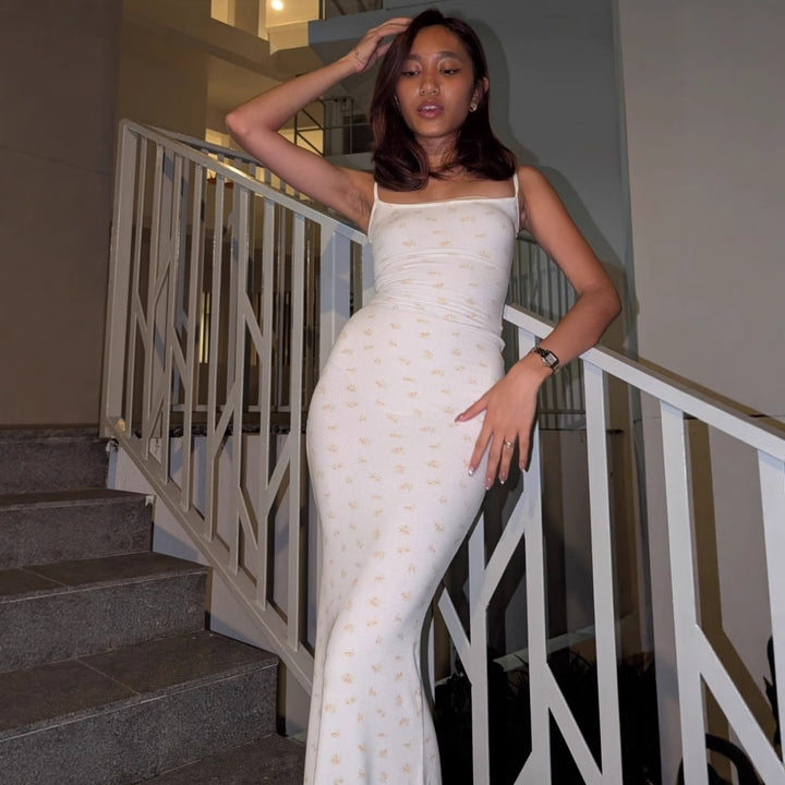 Damen Maxikleid mit floralem Muster und feinen Spaghettiträgern Echo Archiv