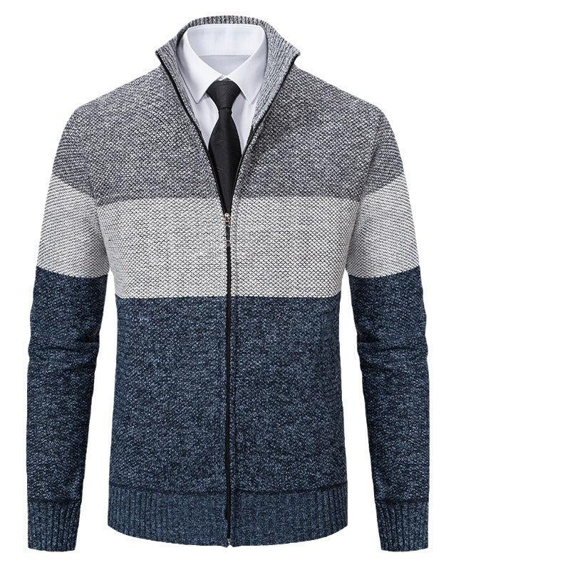 Herren modische Strickjacke mit strukturiertem Farbblockdesign Echoarchiv