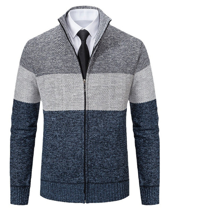 Herren modische Strickjacke mit strukturiertem Farbblockdesign Echoarchiv