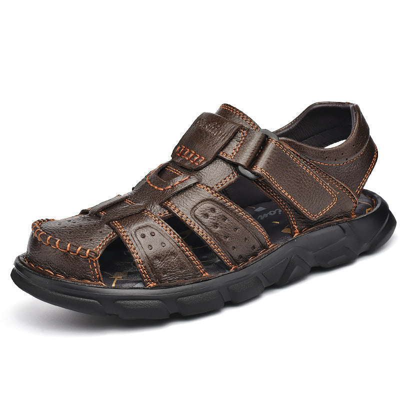 Herren Ledersandalen mit verstellbarem Klettverschluss und rutschfester Sohle Echoarchiv