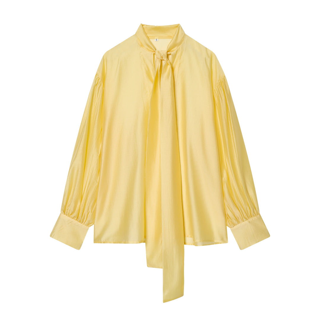 Damen Bluse mit Schleifenkragen und voluminösen Ballonärmeln Echoarchiv