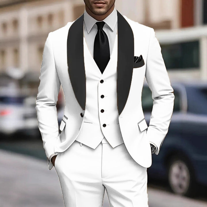 Herren elegantes Anzugset mit schmal geschnittenem Sakko und Weste Echoarchiv