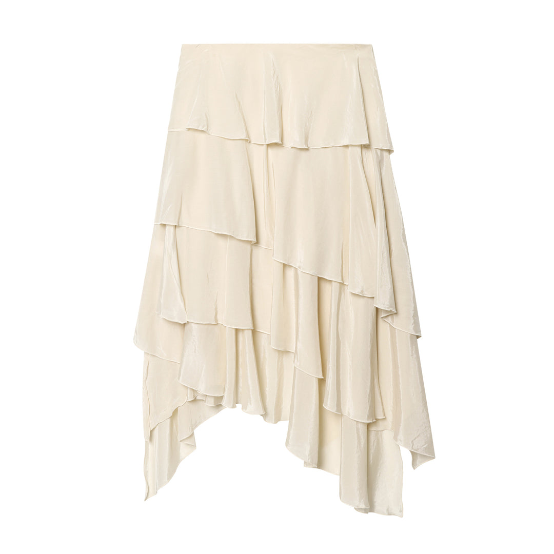 Damen nan mehrlagiger asymmetrischer Volantrock mit stufiger Drapierung Echo Archiv