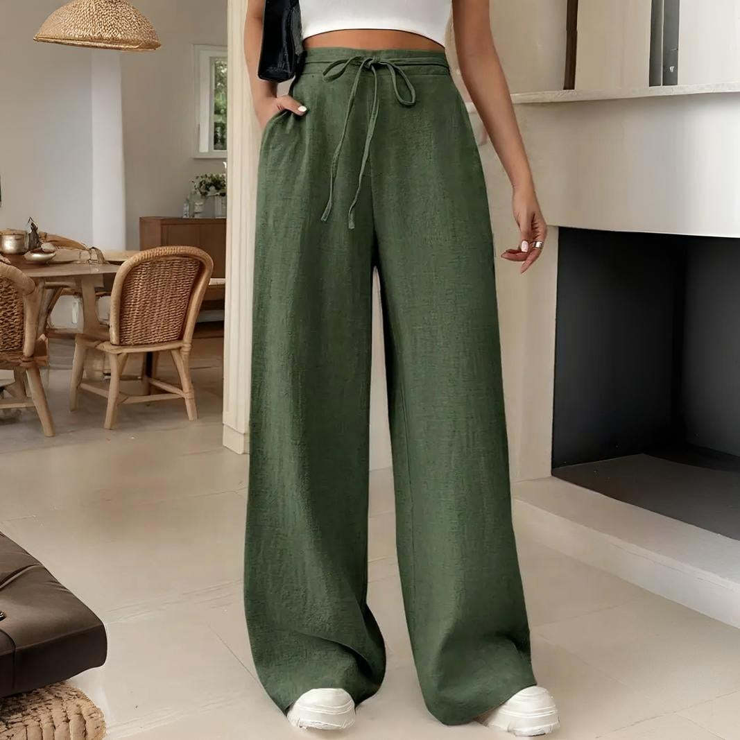 Damen Modische Palazzo-Hose mit elastischem Bund – Avélisse