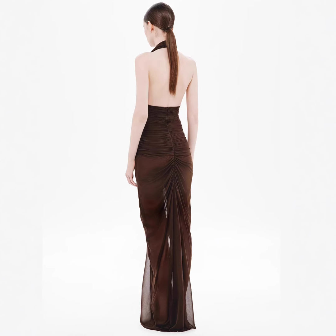Damen Exquisites gerafftes Maxikleid mit tiefem V-Ausschnitt und eleganten Drapierungen Echo Archiv