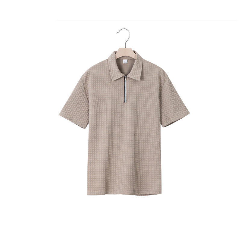 Herren Kurzarm Polo-Shirt mit strukturiertem Design und Reißverschluss Echoarchiv
