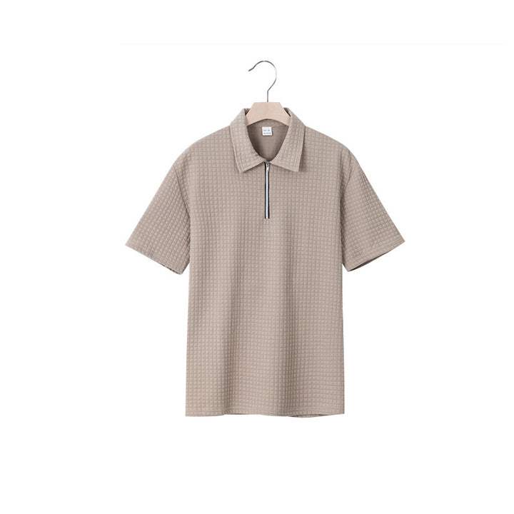 Herren Kurzarm Polo-Shirt mit strukturiertem Design und Reißverschluss Echoarchiv