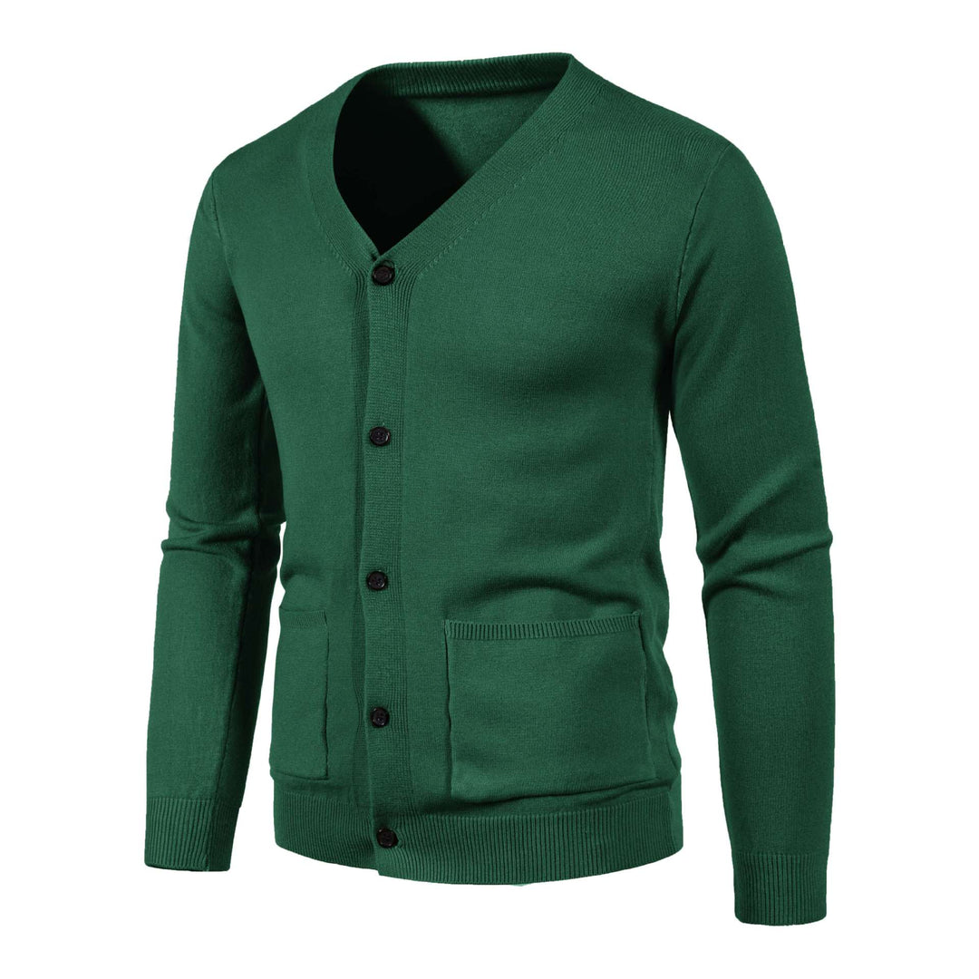 Herren nan leichte Feinstrick-Strickjacke mit V-Ausschnitt, durchgehender Knopfleiste und aufgesetzten Taschen Echo Archiv
