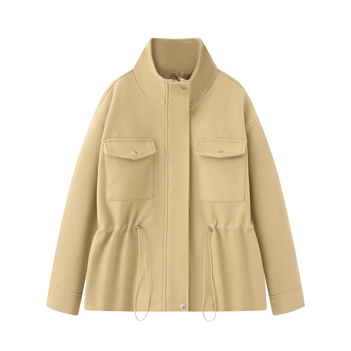 Damen Wollmix-Fieldjacke mit Stehkragen, aufgesetzten Brusttaschen und Kordelzug-Taille Echo Archiv