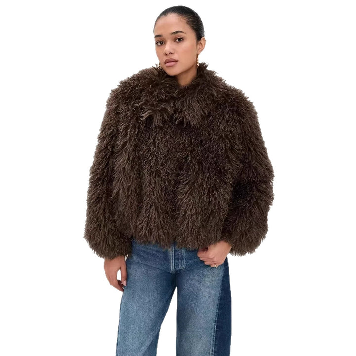 Damen kurzer shaggy Kunstpelz-Blouson mit dichtem Hochflor Echo Archiv