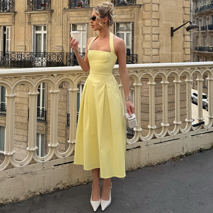 Damen Edles Maxikleid mit quadratischem Ausschnitt und schmalem Taillenband Echo Archiv