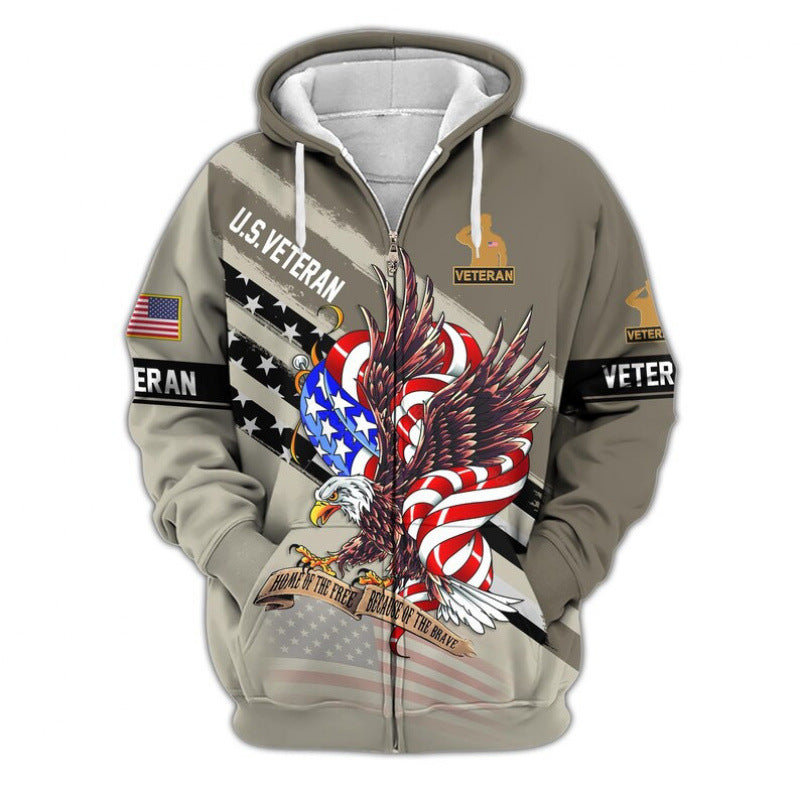 Herren Kapuzensweater mit amerikanischem Veteranenmotiv Echoarchiv