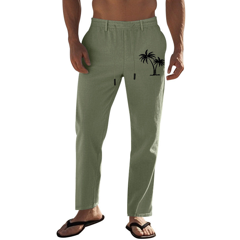 Herren lässige Freizeit-Hose mit elastischem Bund und kontrastierendem Palmendruck Echoarchiv