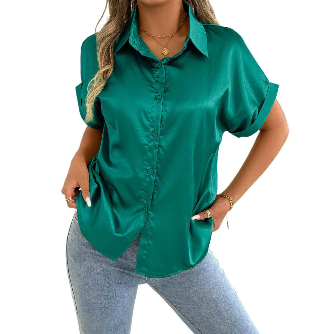 Damen Satinbluse mit lässigem Schnitt und elegantem Kragen Echo Archiv