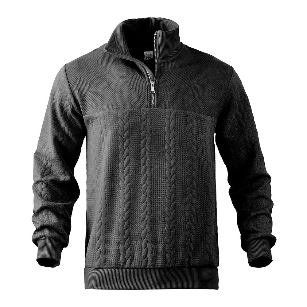 Herren sportlicher Fleece-Pullover mit hohem Kragen und stylischem Zopfdesign Echoarchiv
