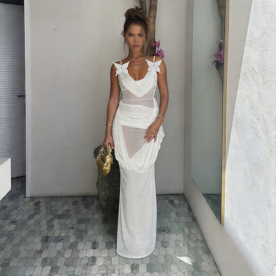 Damen Elegantes und luftiges Maxikleid mit raffinierten Trägern Echo Archiv