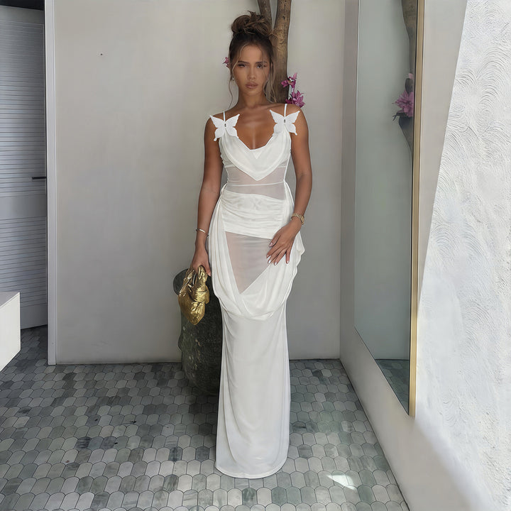 Damen Elegantes und luftiges Maxikleid mit raffinierten Trägern Echo Archiv