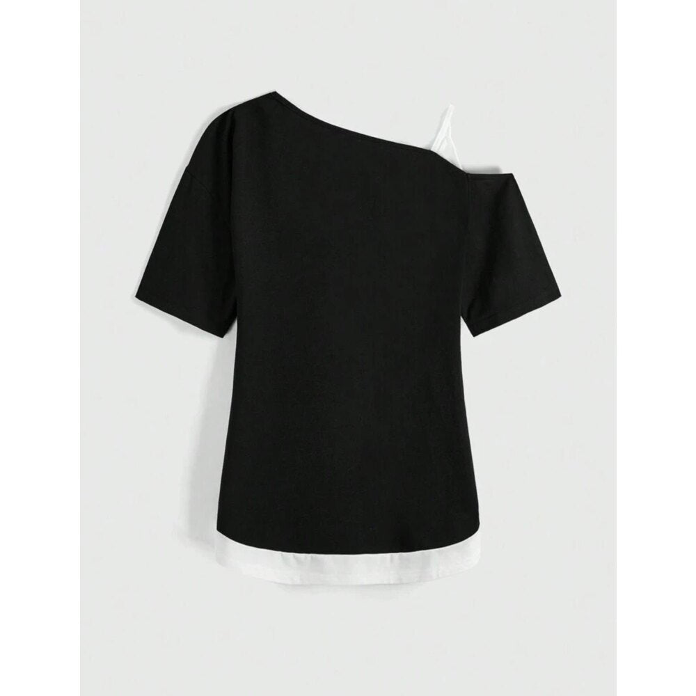 Damen kreatives T-Shirt mit asymmetrischem Design Echo Archiv