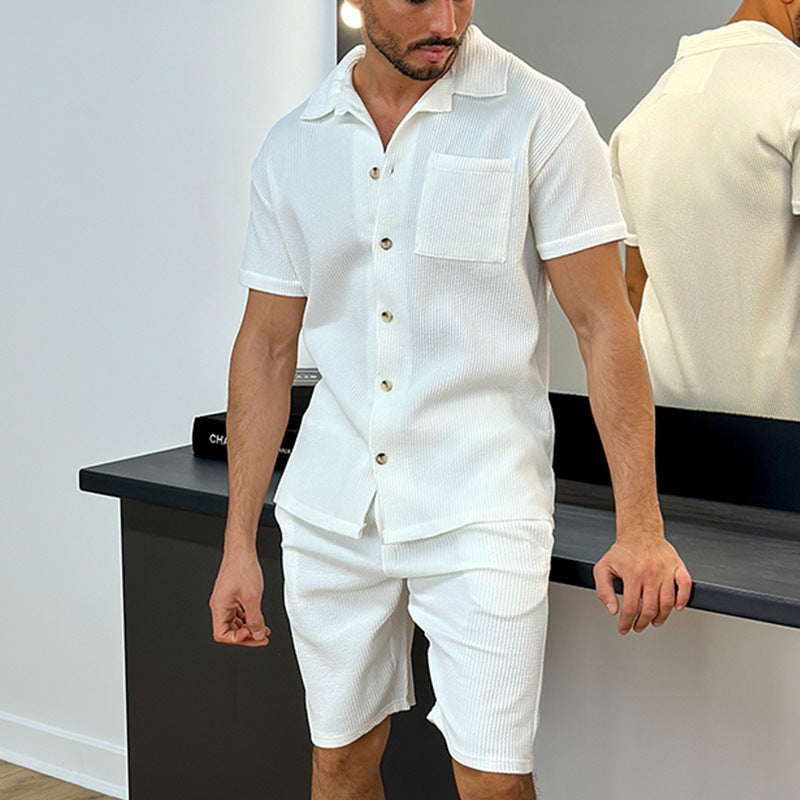 Herren modisches Kurzarm-Set mit eleganter Struktur Echoarchiv