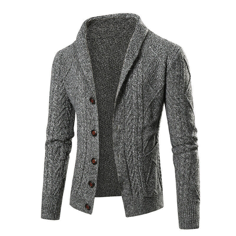 Herren Strickjacke mit elegantem Kabelmuster und Knopfleiste Echoarchiv