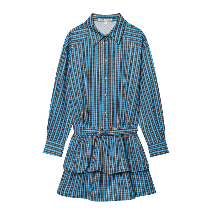 Damen Hemdkleid mit Gürtel, Karo‑Muster und Stufenrock Echoarchiv