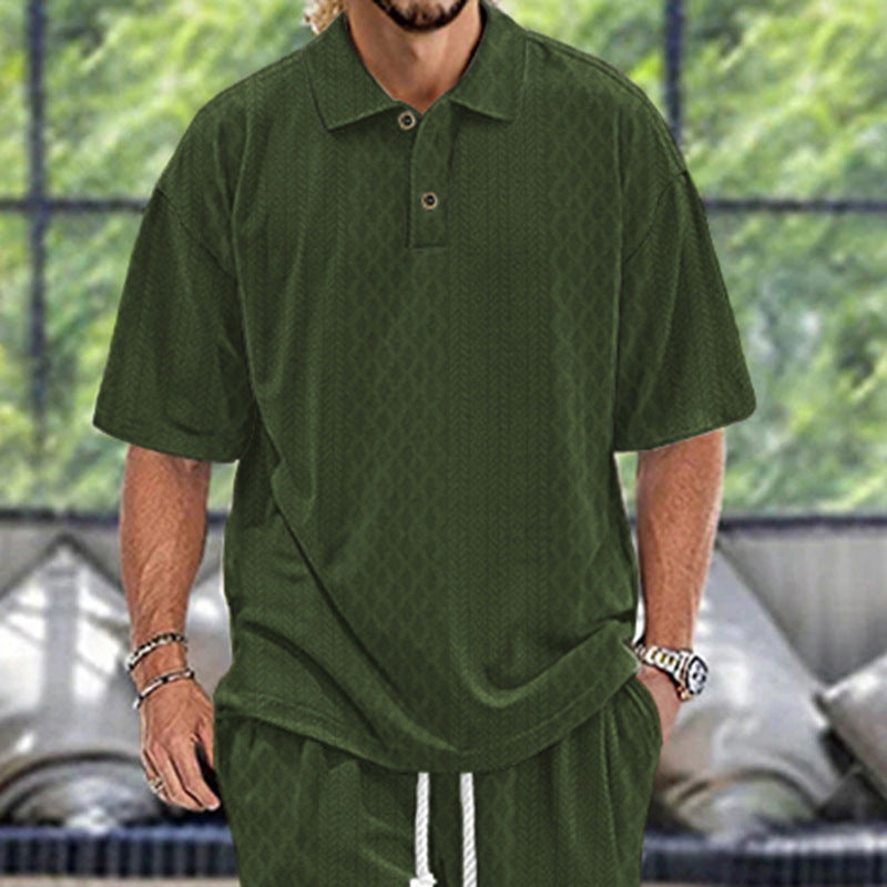 Herren modisches Polohemd mit strukturiertem Design und kurzen Ärmeln Echoarchiv