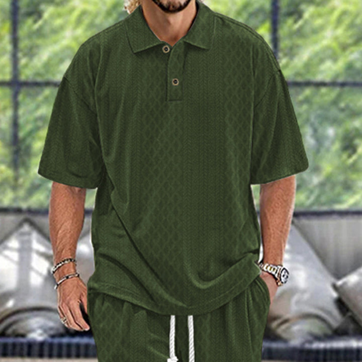 Herren modisches Polohemd mit strukturiertem Design und kurzen Ärmeln Echoarchiv