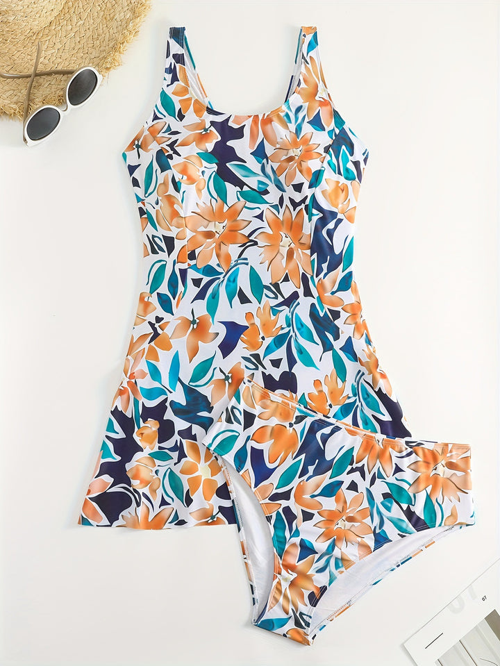 Damen Badeanzug Set mit floralem Design und leichtem Rock Echo Archiv