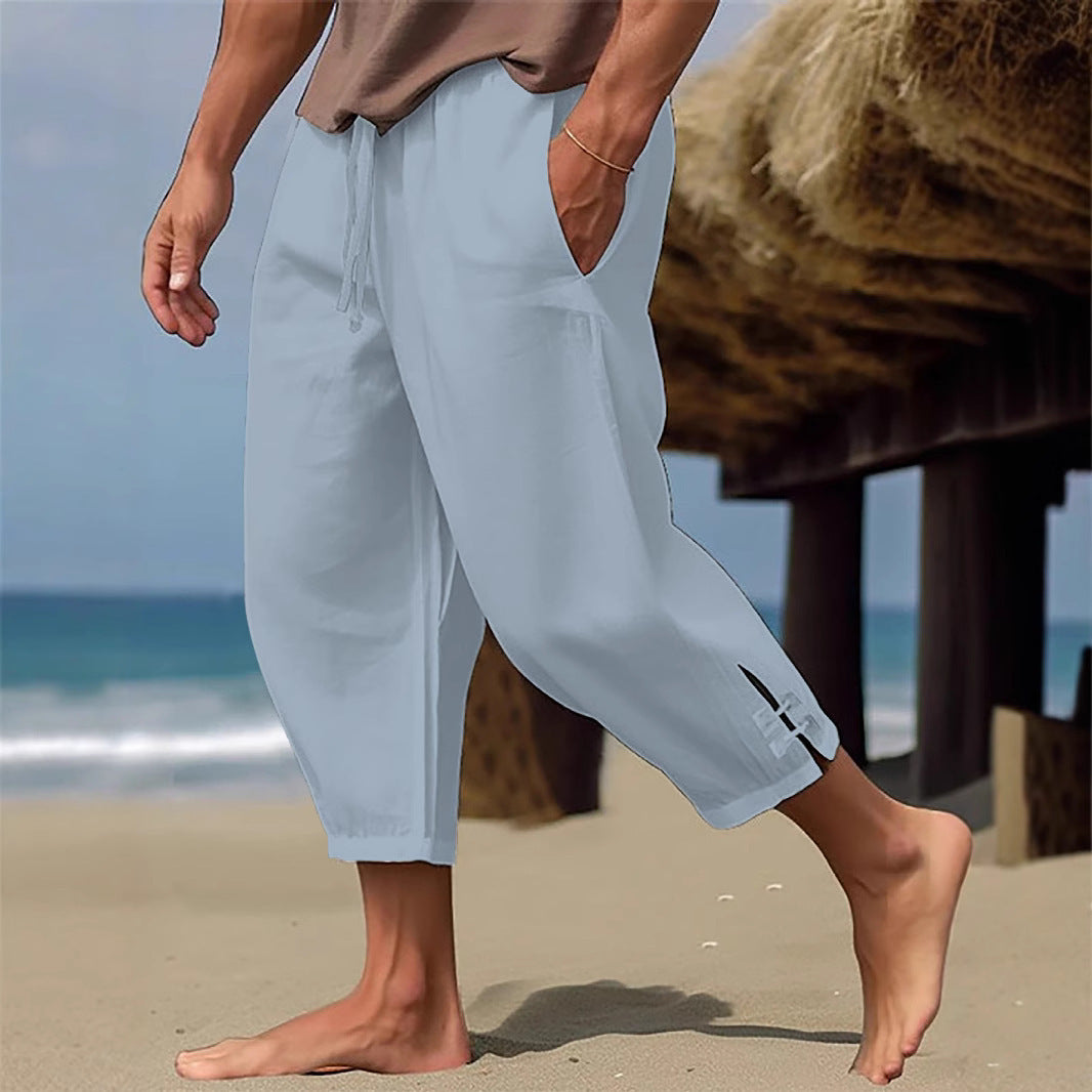 Herren Lässige Strandhose mit verstellbarem Bund und praktischen Seitentaschen Echoarchiv