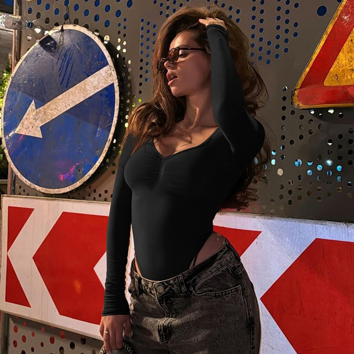 Damen Langarm-Bodysuit mit elegantem Raffungseffekt Echo Archiv