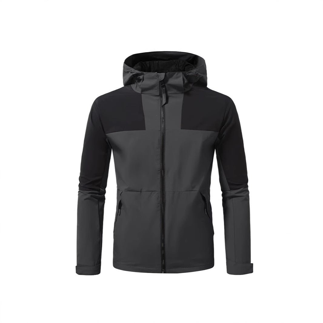 Herren Windbreaker Jacke mit verstellbarem Kapuzenkragen und seitlichen Taschen Echoarchiv