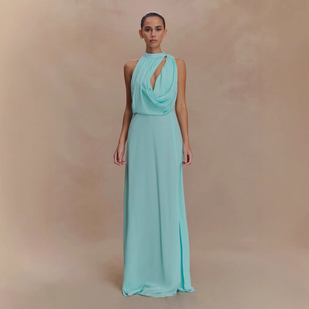 Damen Elegantes Maxi-Kleid mit drapiertem Oberteil Echo Archiv