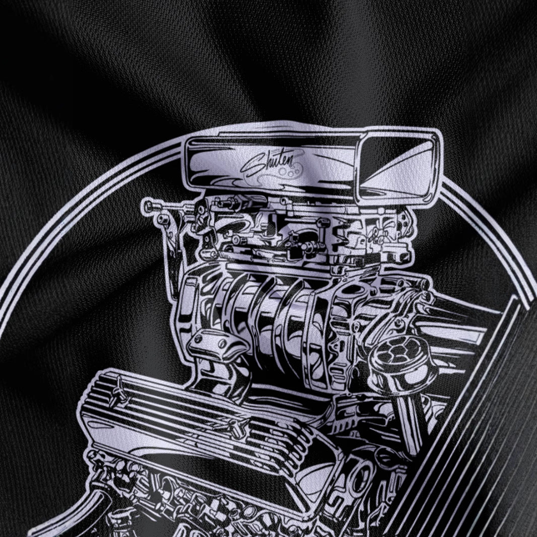 Herren Poloshirt mit exklusivem Grafikdesign und modernen Schnittelementen Echoarchiv