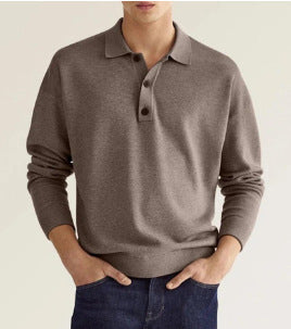 Herren Langarm-Polo mit modischem Henley-Kragen Echoarchiv