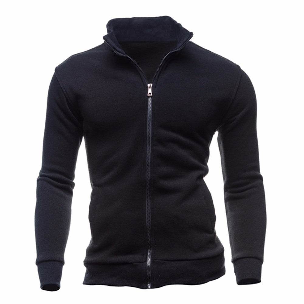 Herren sportliche Sweatjacke mit hohem Kragen und durchgehendem Reißverschluss Echoarchiv