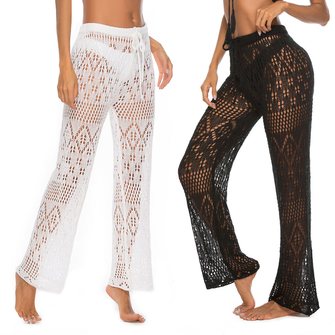 Damen Häkel-Strandhose mit weitem Schnitt und modernem Lochdesign Echo Archiv