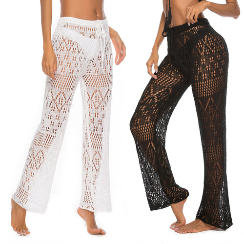Damen Häkel-Strandhose mit weitem Schnitt und modernem Lochdesign Echo Archiv
